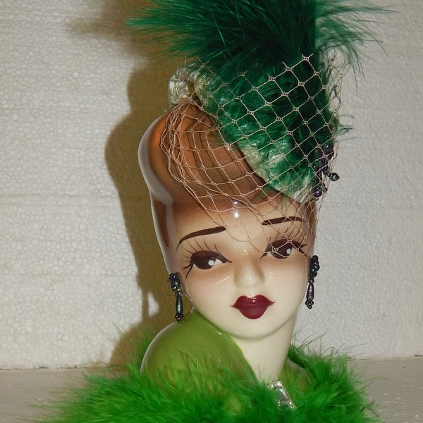 Unique Creations Small 8" Art Deco Lady Doll Bust Head Vase