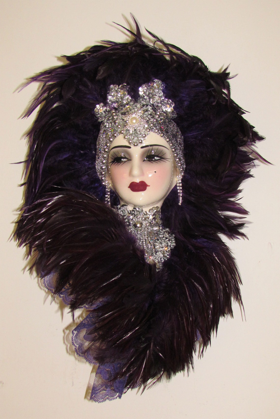 Unique Creations Limited Edition Art Deco Lady Face Mask Wall Etsy