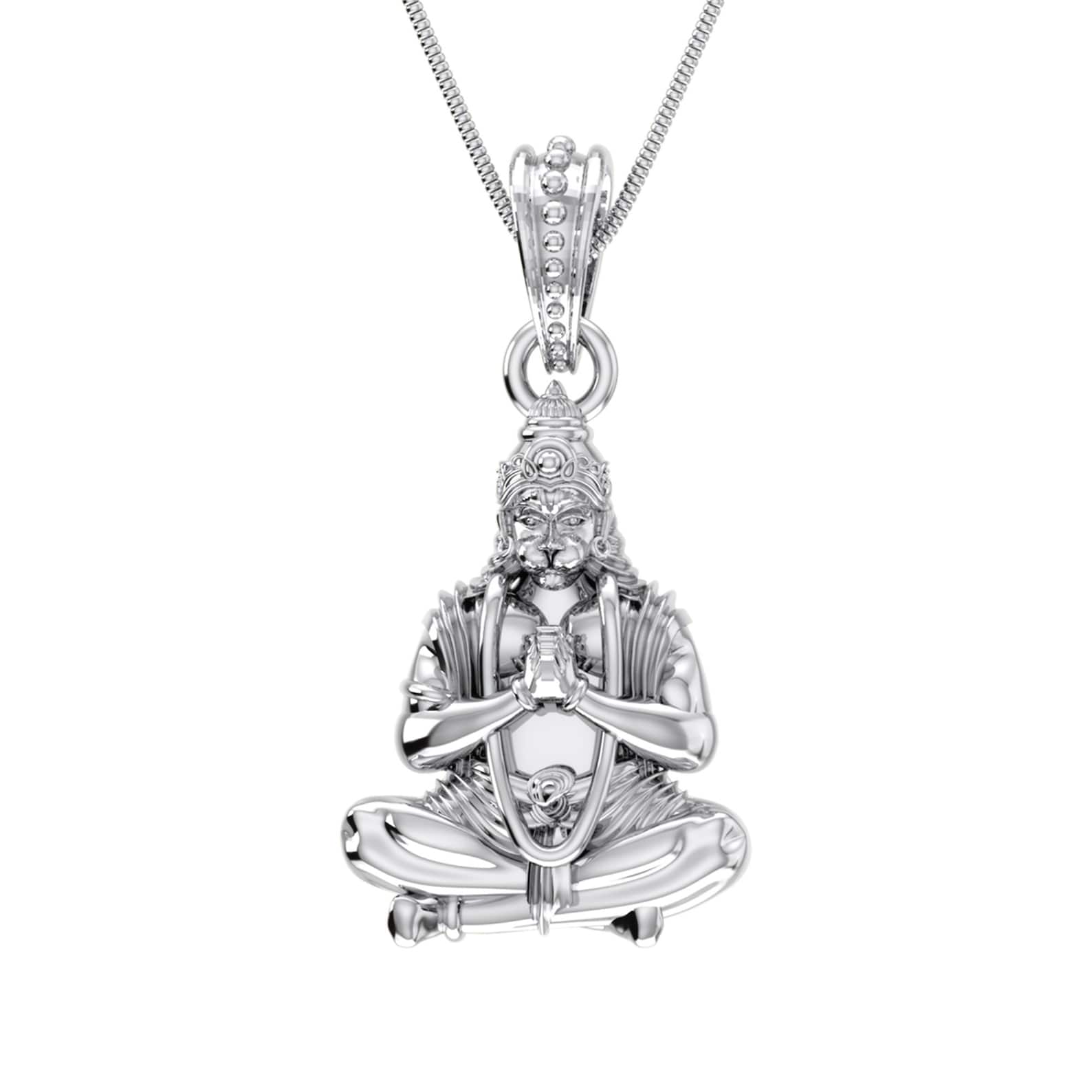 Hanuman Praying Sterling Silver Pendant Jai Hanuman Locket Etsy