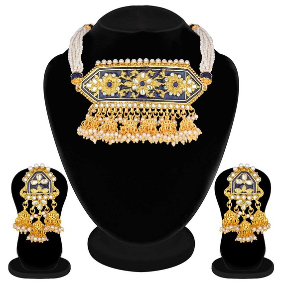 Sabyasachi Pearl Stone Blue Choker for 
