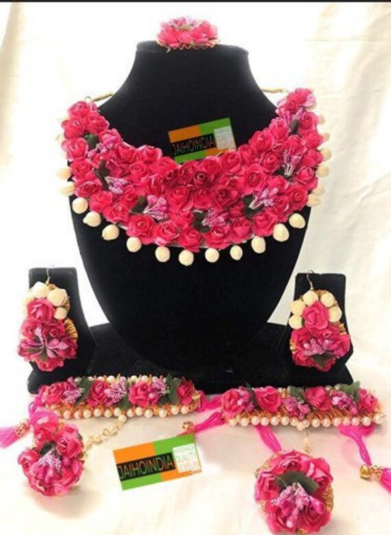 Haldi Jewelry Set Pink Indian Wedding Haldi Rasam Etsy