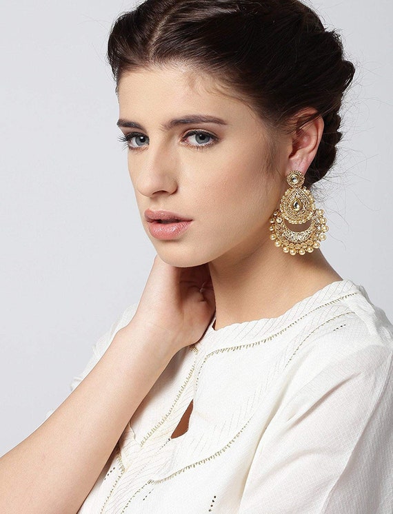 Pendientes pesados Big Indian Kundan / Kundhan - Etsy México