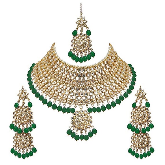 Green Necklace Set Bridal Indian 