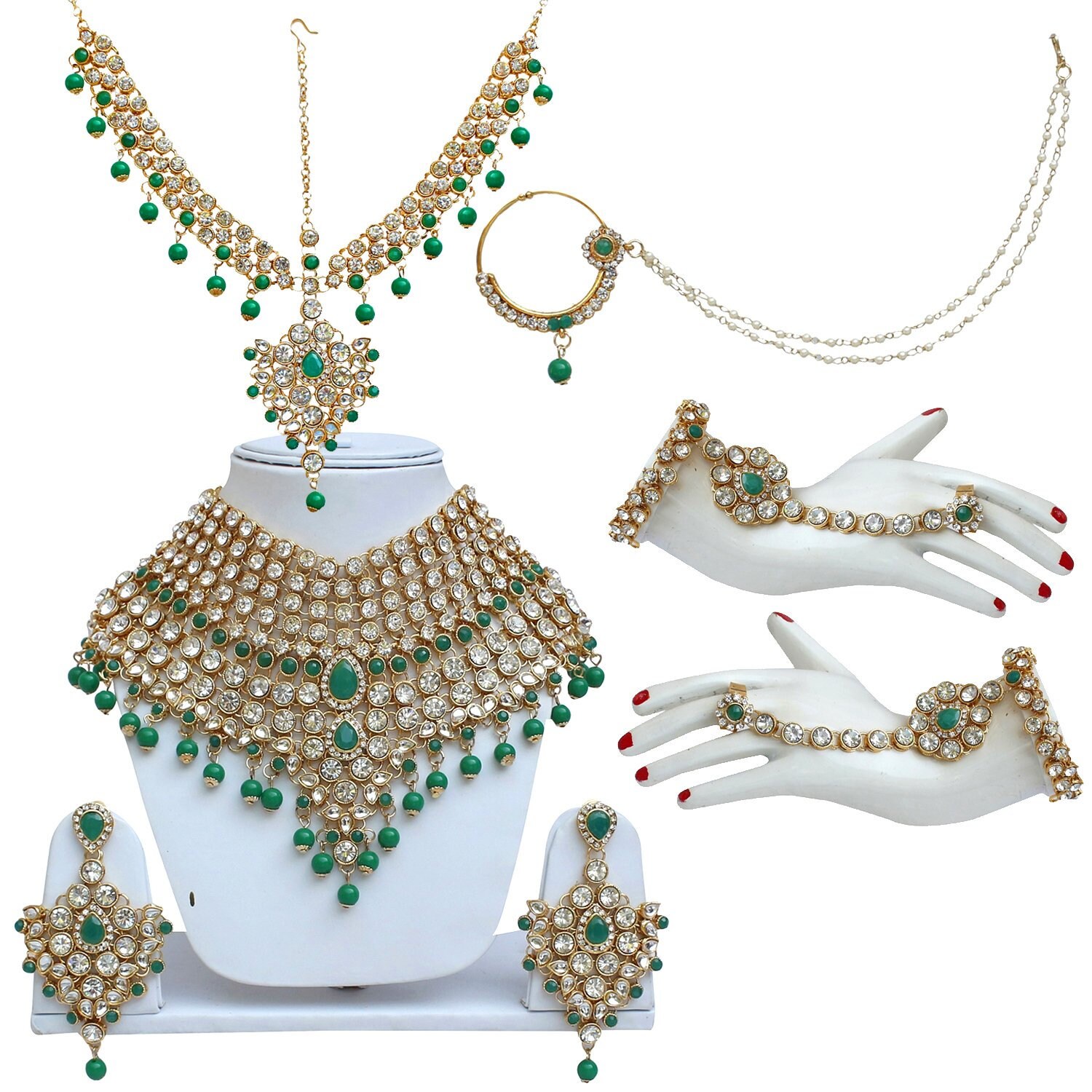 Green Full Bridal Jewellery Set Bollywood Jewelry Wedding Etsy