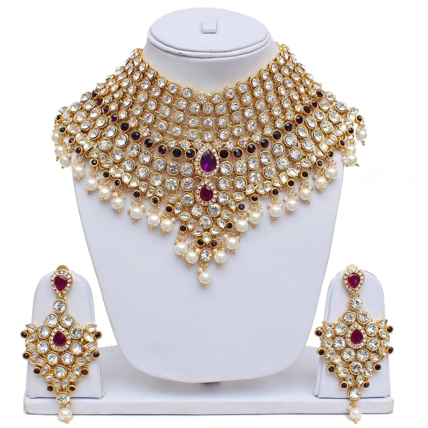 Purple Full Bridal Jewellery Set Bollywood Jewelry Wedding Etsy