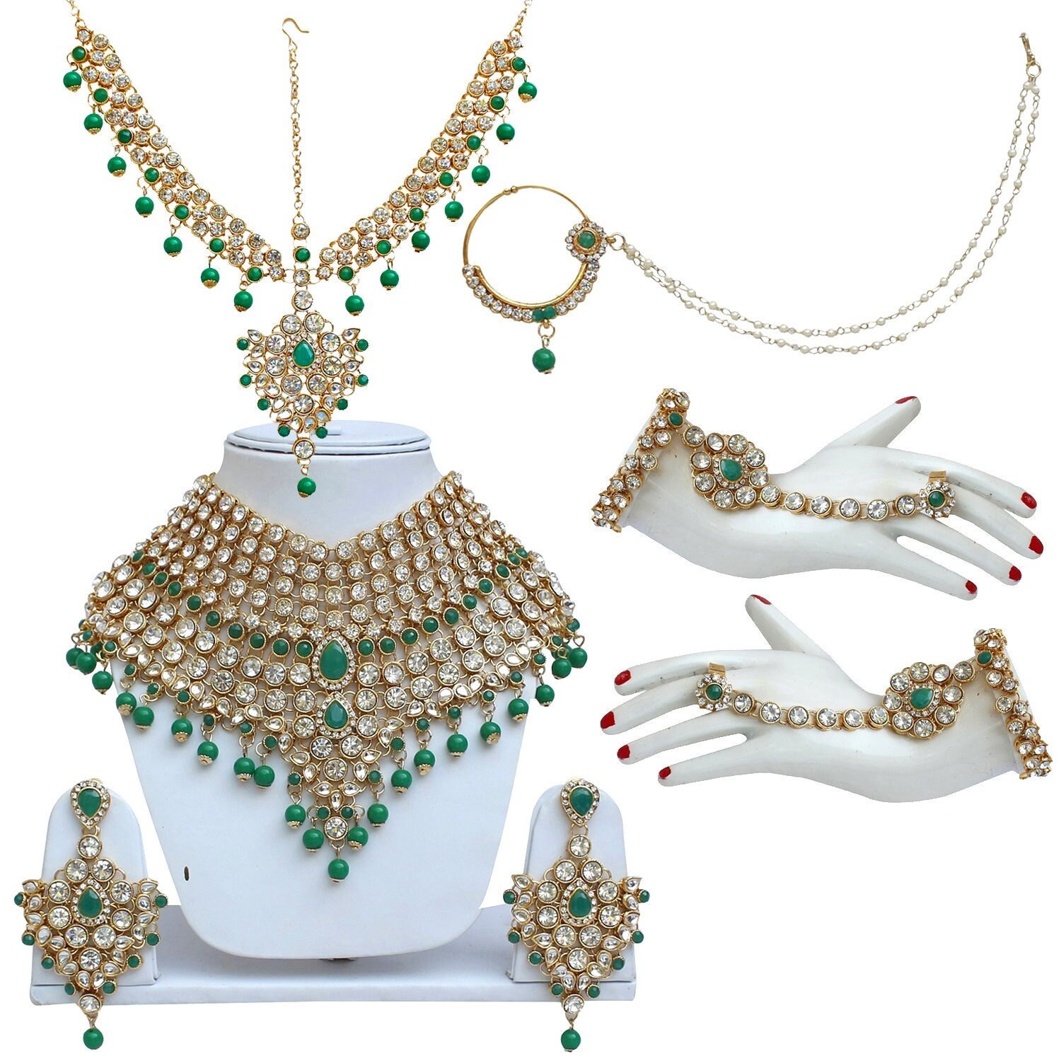 Green Full Bridal Jewellery Set 