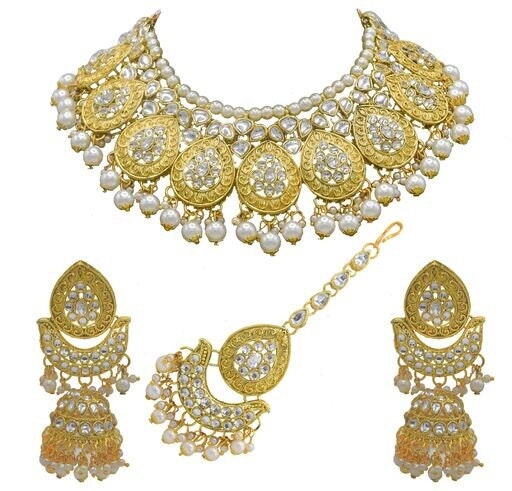 Sabyasachi Inspired White Indian Jewelry Set With Earrings - Etsy