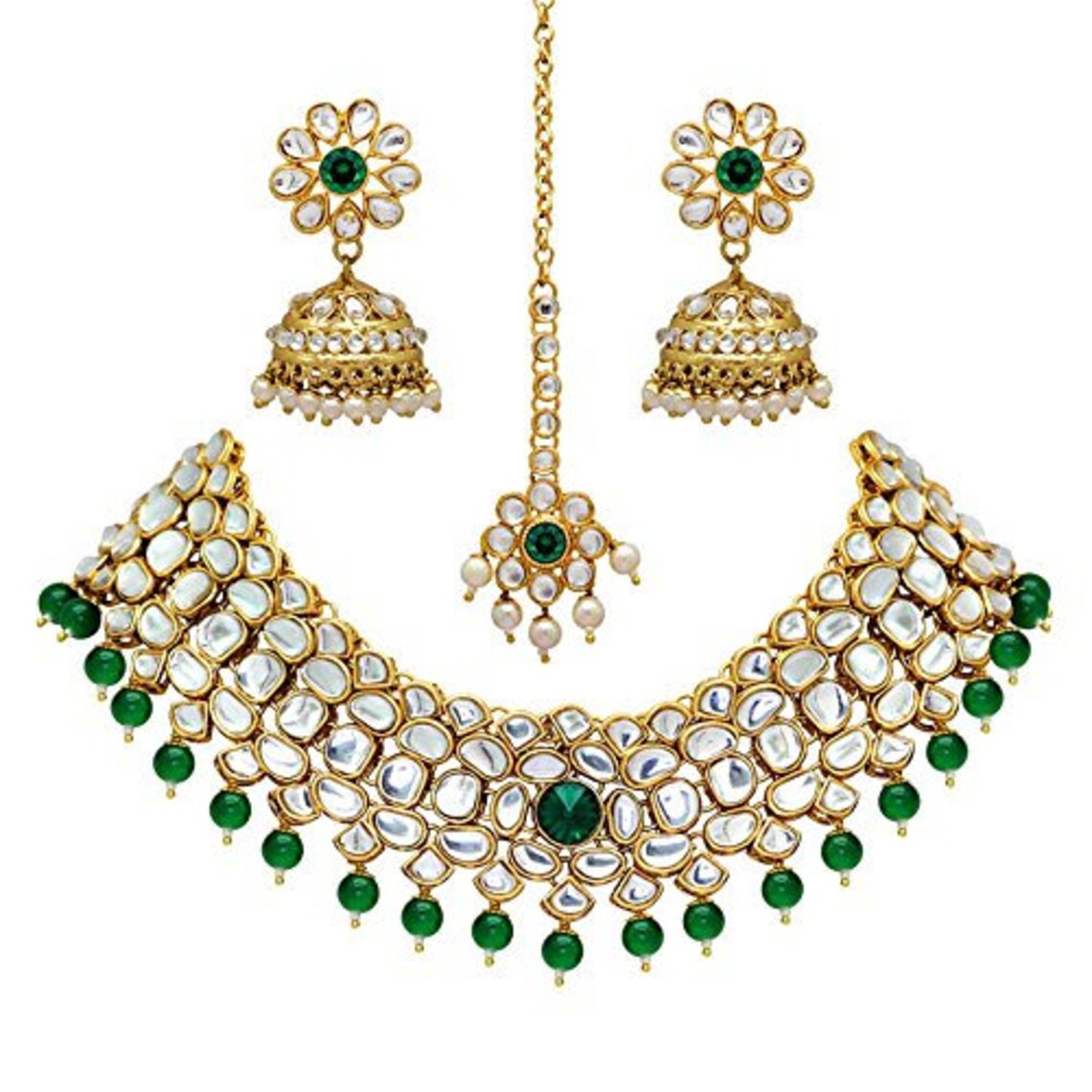 Sabyasachi Inspired Green Choker Necklace Green Bridal Etsy