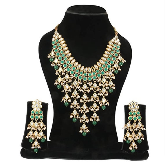 South Indian Guttapusalu Green Necklace 