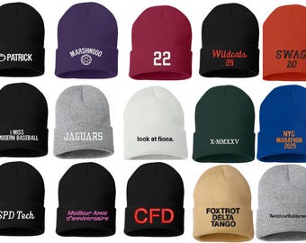 TEXT ONLY-Embroidered Beanie