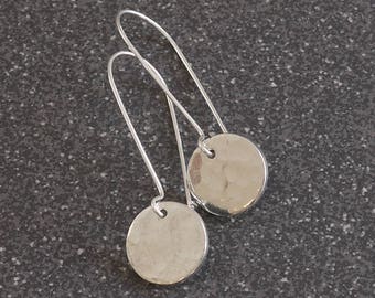 10th Anniversary Hammered Tin Disc Earrings on Sterling Silver Ear Wires