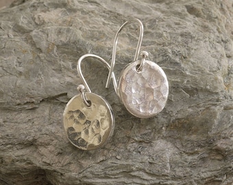 Tin Disc Earrings. 10th Wedding Anniversary Gift.