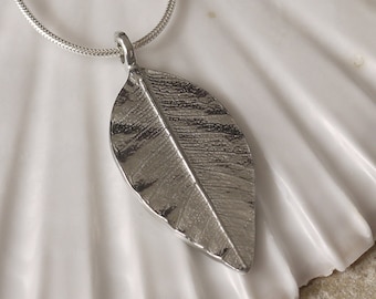 10 Year Anniversary Tin Leaf Necklace on Sterling Silver Chain. Tin Anniversary Jewellery. 10 Years Tin Jewelry. 10th Wedding Anniversary.