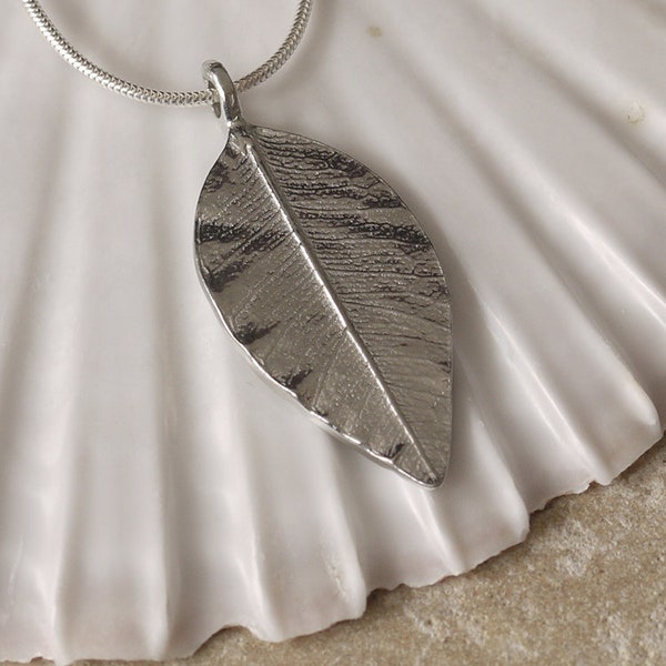 10 Year Anniversary Tin Leaf Necklace on Sterling Silver Chain. Tin Anniversary Jewellery. 10 Years Tin Jewelry. 10th Wedding Anniversary.