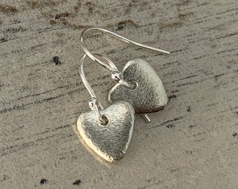 10th Anniversary Tin Heart Drop Earrings.