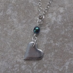 10th Anniversary Tin Heart Necklace with Green Glass Bead. 10th Wedding Anniversary. Tin Jewellery Gift. Tenth Anniversary.