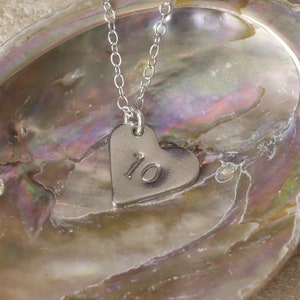 10th Anniversary Tin Heart 'Number 10' Necklace. 10th Wedding Anniversary. Made In Cornwall. Tin Jewellery Gift. Tenth Anniversary.