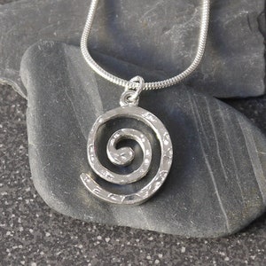 10 Year Anniversary Tin Spiral Necklace on Sterling Silver Chain. Tin Anniversary Jewellery. 10 Years Tin Jewelry. 10th Wedding Anniversary.
