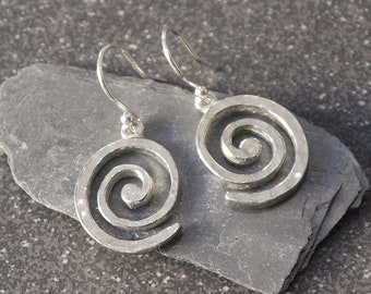 10th Anniversary Tin Spiral Earrings. Tin Jewellery. Designed & Crafted in Cornwall. 10 Year Wedding Anniversary. Ten Years Gift.