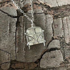 10 Year Anniversary Camper Van Necklace on Sterling Silver Chain. Tin Anniversary Jewellery. 10th Anniversary. 10 Year Anniversary Gift.