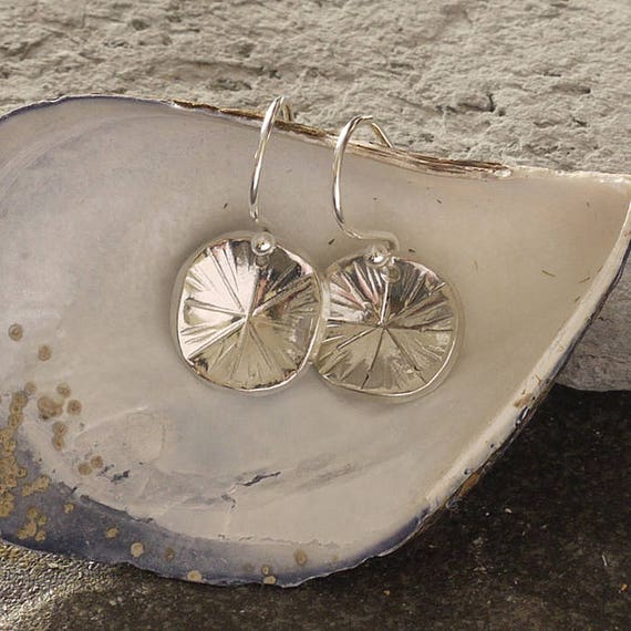 10th Anniversary Tin Earrings on Sterling Silver Ear Wires