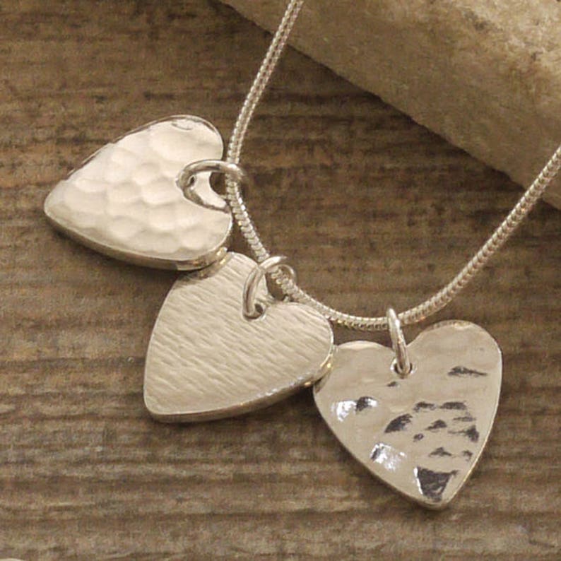 10th Anniversary Triple Tin Heart Necklace. Tin Wedding Anniversary