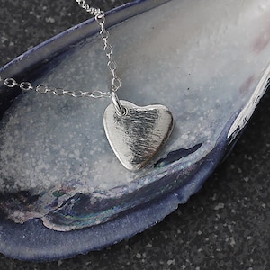 10th Anniversary Tin Heart Necklace on Sterling Silver Chain. Designed & Crafted in Cornwall. Tin Jewellery. Tenth Anniversary.