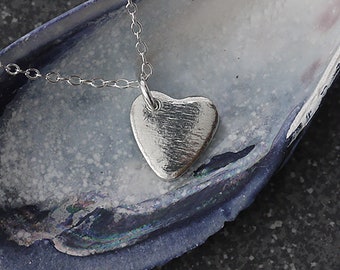 10th Anniversary Tin Heart Necklace on Sterling Silver Chain. Designed & Crafted in Cornwall. Tin Jewellery. Tenth Anniversary.