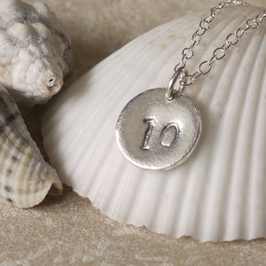 10th Anniversary Tin Disc 'Number 10' Necklace. 10th Wedding Anniversary. Made In Cornwall. Tin Jewellery Gifts. Tenth Anniversary.
