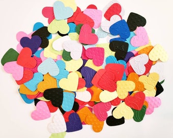 50 Embossed Hearts Variety of Colors and Styles, Embossed Die Cuts, Gift for Crafter, Gift for Kids, Gift for Mom