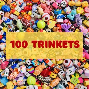 Trinkets Mix (100), Tiny Mixed Miniatures for Crafts, Jewelry, and I Spy; Novelty Beads