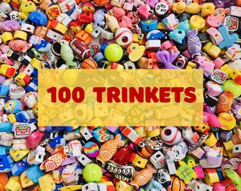 Trinket Mix (100), Tiny Mixed Miniatures for Crafts, DIY Jewelry, and I Spy; Novelty Beads