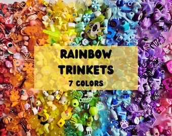 25 Tiny Color Theme Trinkets: Mixed Media I Spy Sensory Pieces, Novelty Beads