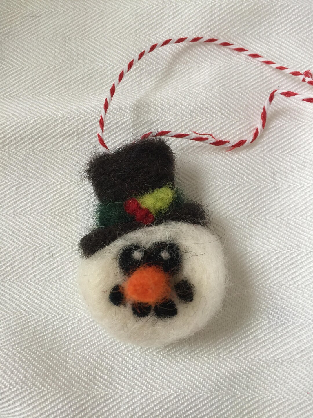 Handmade Needle Felted Snowman Ornament Etsy