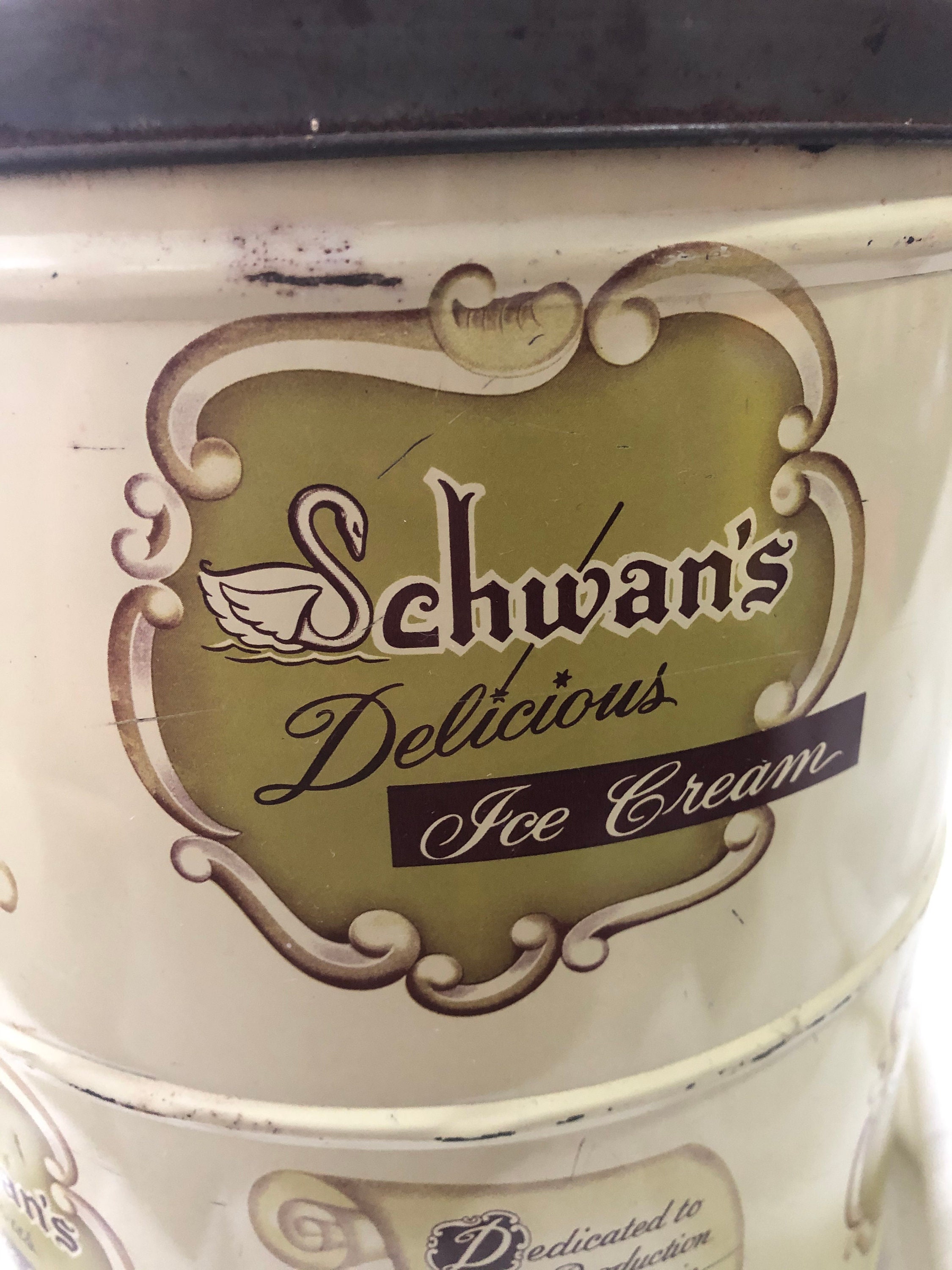 Vintage 1950's Schwan's metal ice cream container. Etsy