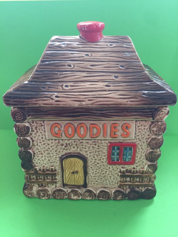 Vintage 1960s Goodies Log Cabin Cookie Jar Small Etsy