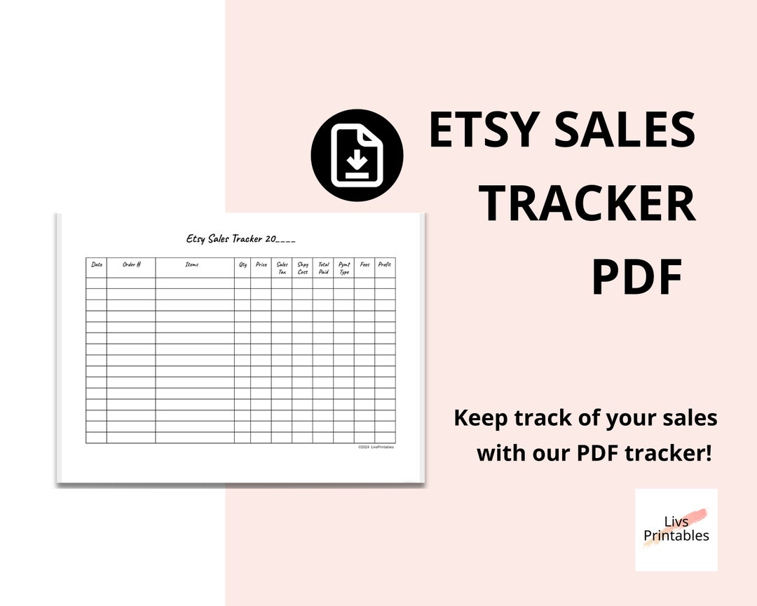 Etsy Sales Tracker, Order Tracker, Pdf Download, Etsy Shop Planner ...