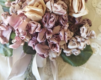 1930s Flower Corsage Spray | Fabric Petals | Vintage Millinery