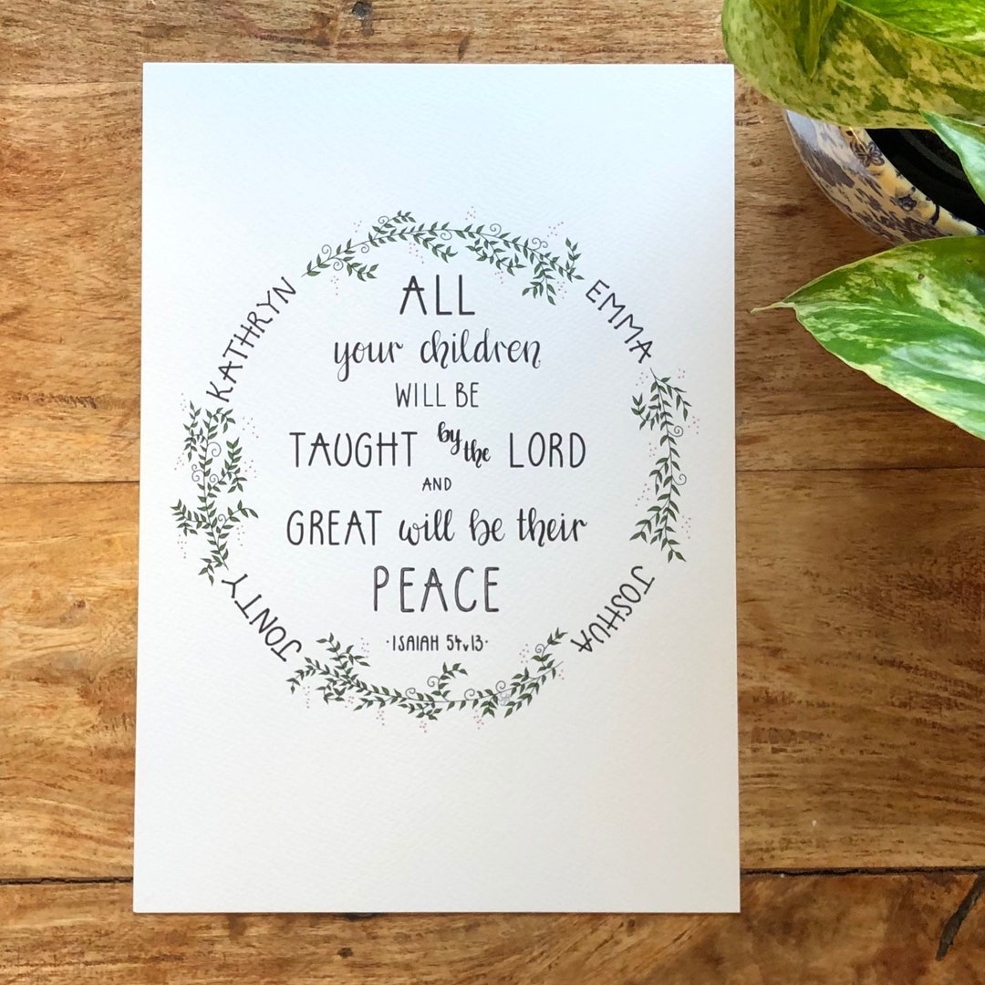 Personalised Bible Verse Print With Children's Names. Hand Lettered ...