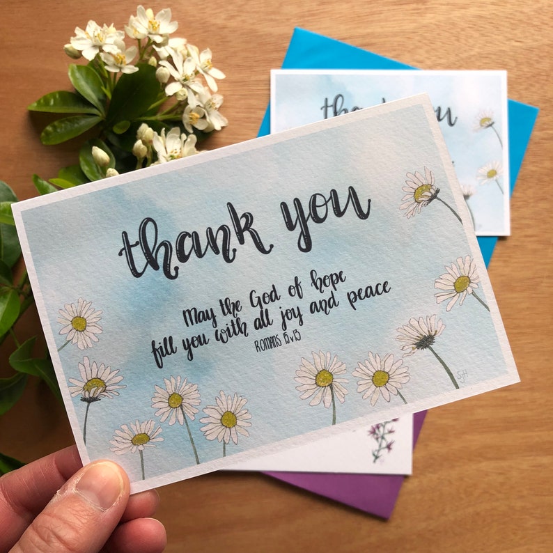 Christian Thank You Card With Hand-lettered Bible Verse and Hand ...
