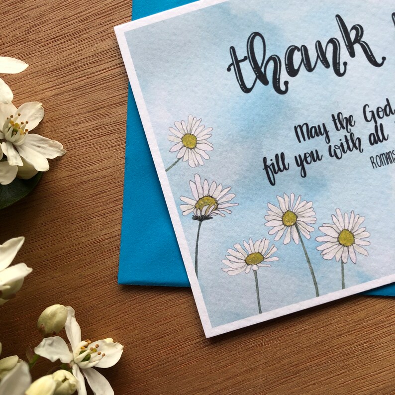 Christian Thank You Card With Hand-lettered Bible Verse and Hand ...