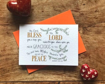 The blessing, Numbers 6:24-26, The Lord bless you, Christian greetings card, Scripture card, Bible verse card, Christian prayer card