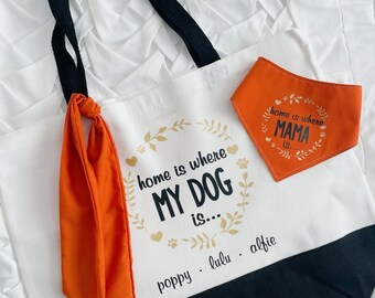 Autumn Bags | Personalised Dog Tote Bag | Personalised Dog Tote Bag | Home is where my dog is | Peronalised tote bag | Dog Name