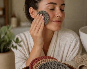Reusable Crochet Makeup Remover Pads Set | Discos Desmaquilhantes em Crochet com Toalhinhas | Handmade Skincare Gift