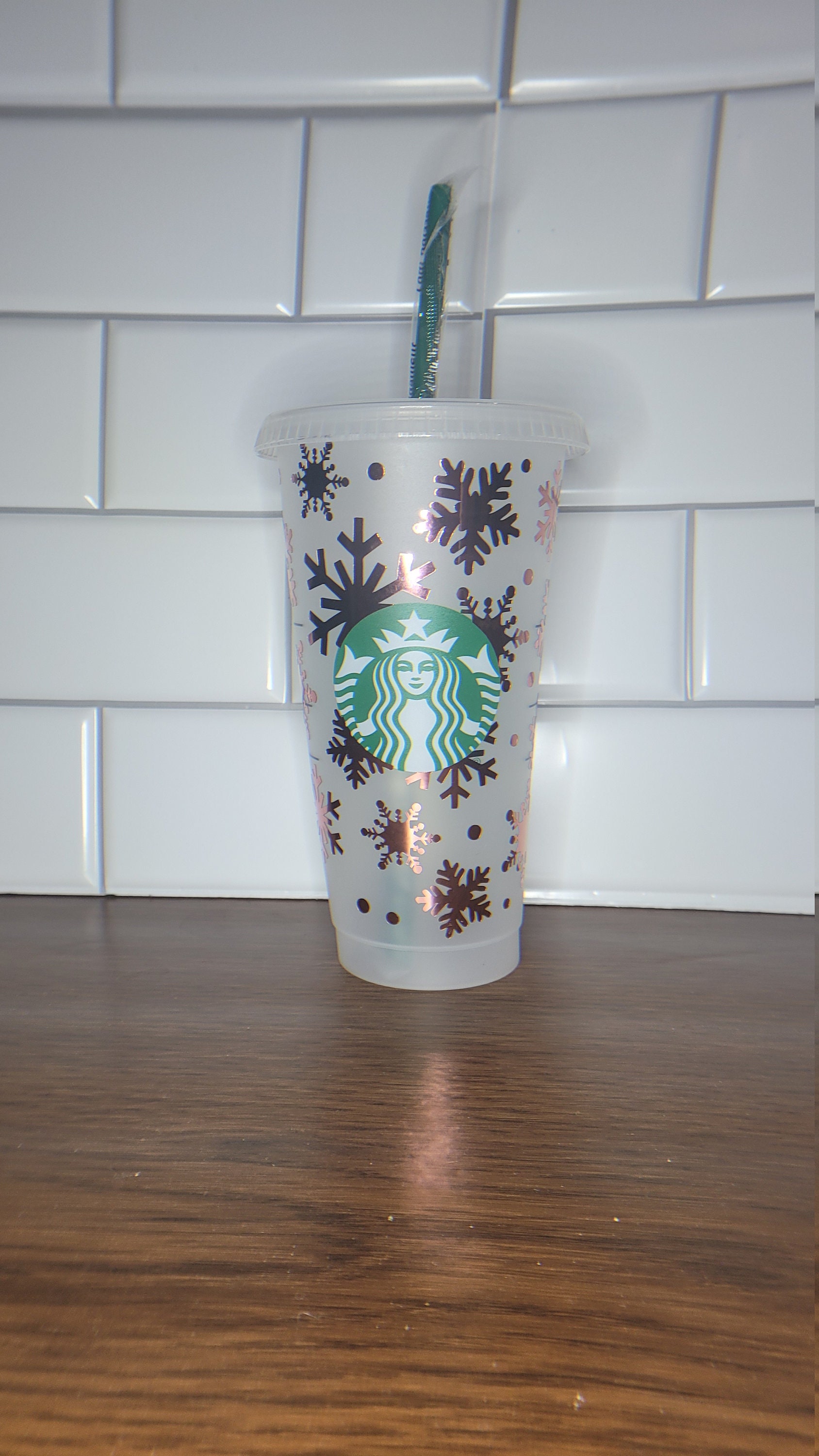 Mirrored Snow Flake Full Wrap Starbucks Custom Tumbler Name 
