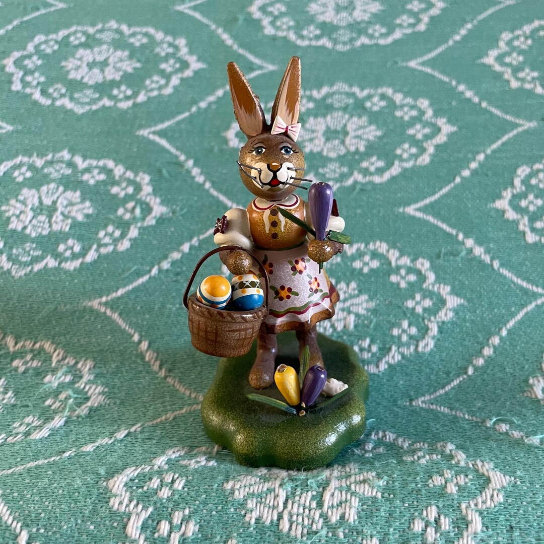 Kitsch German Vintage Erzgebirge Wooden Bunny Rabbit Ornament. Kitsch. German. Easter ...