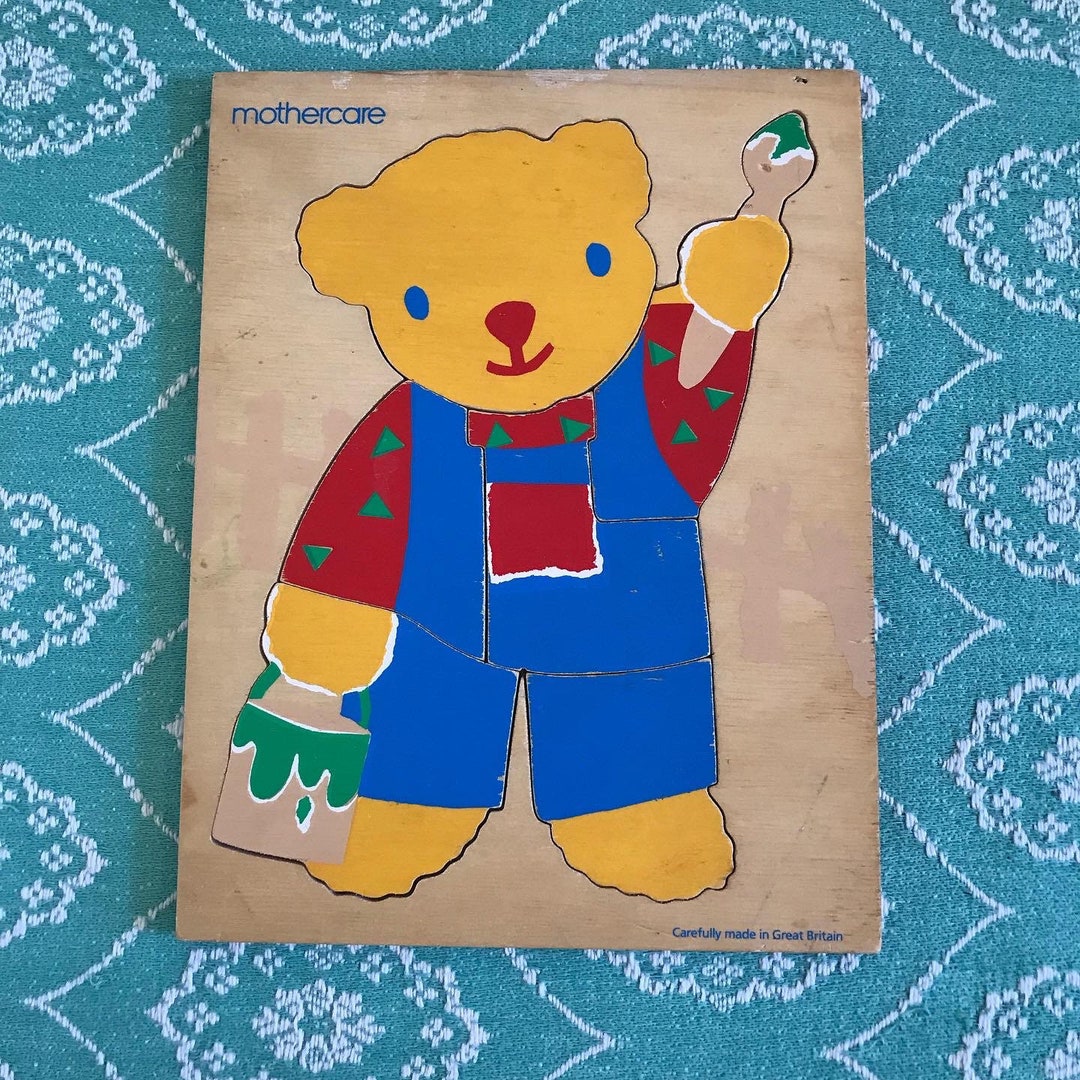 Vintage Mothercare Teddy Bear Children's Jigsaw  Print Nursery Decor Denmark