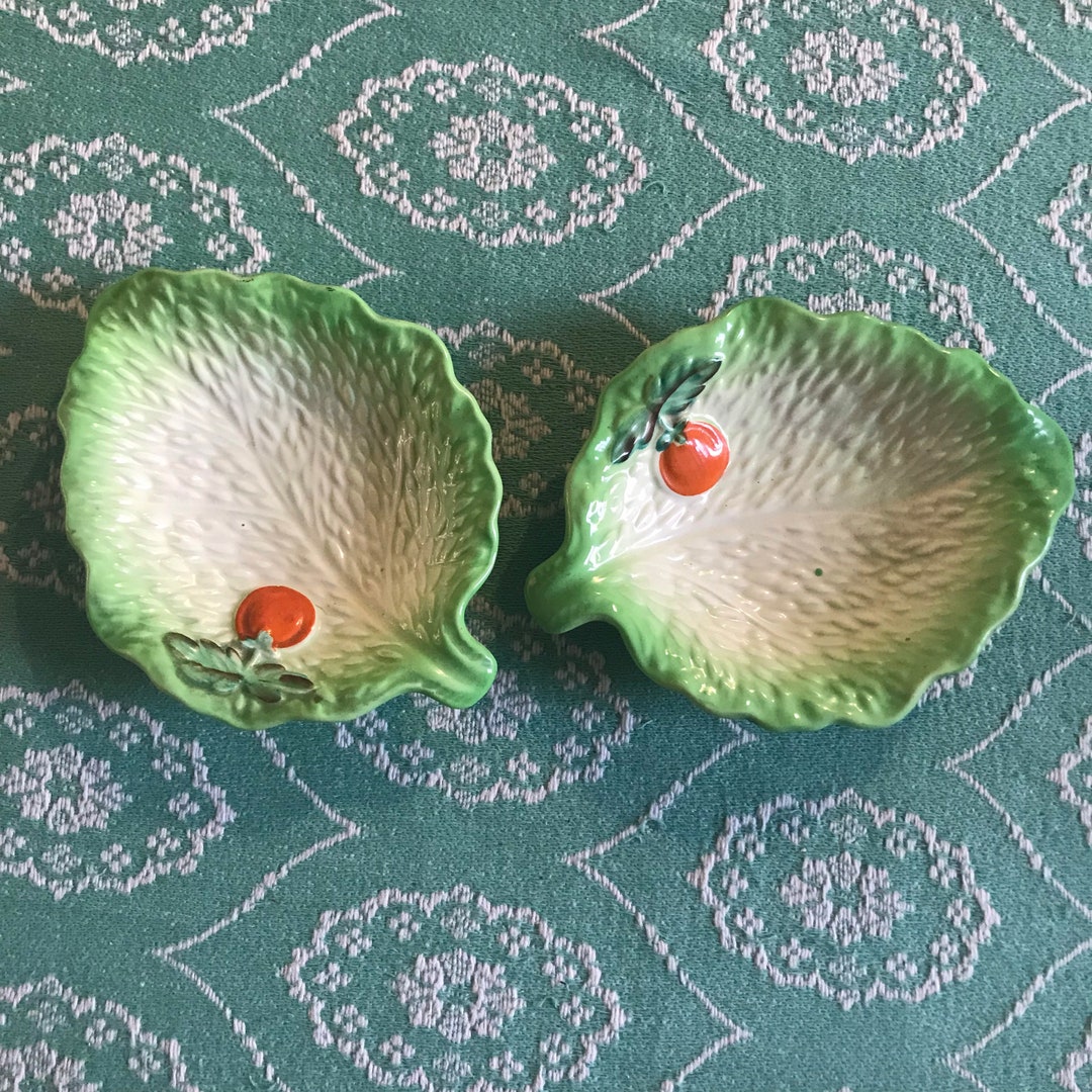 Beswick Ware Lettuce Leaf Dishes. Tomato. Small Side Plate, Nibble Dish
