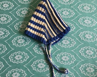 Pixie knitted hat. Blue white stripes. knitted accessories.clothing. home knit. 2-5 years?