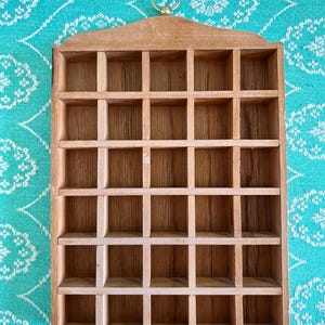 Wooden hanging knick knack display shelf!thimble house.wall.shelfie.miniature things. Printers tray mini.